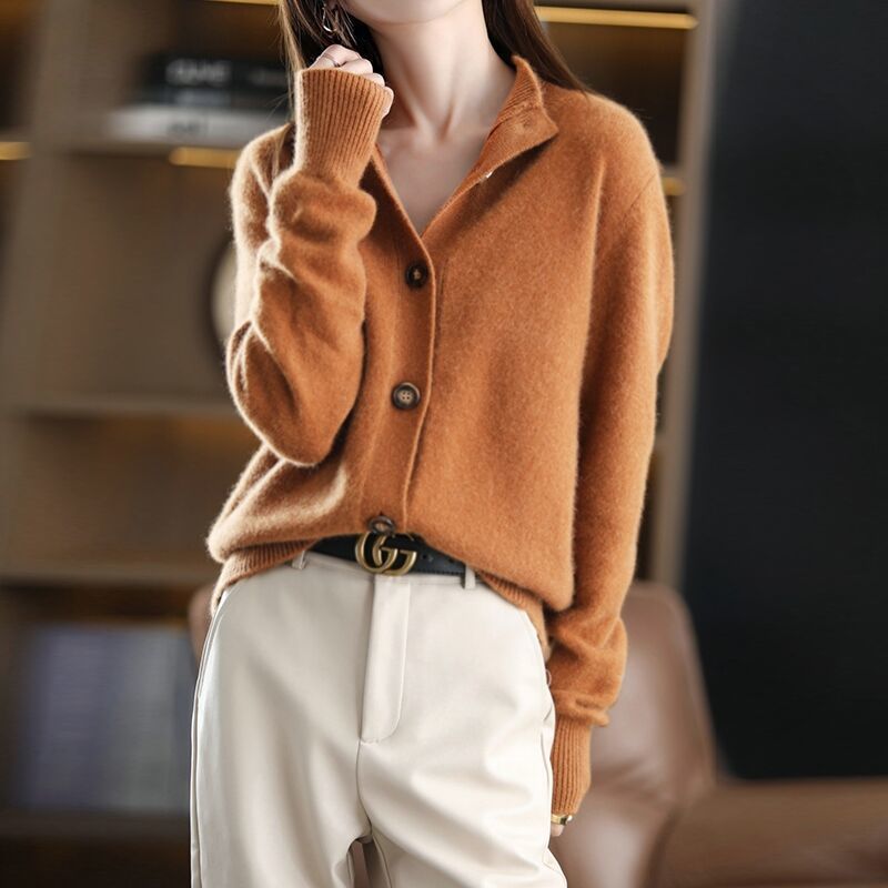 Retro Stand-Up Collar Knitted Cardigan