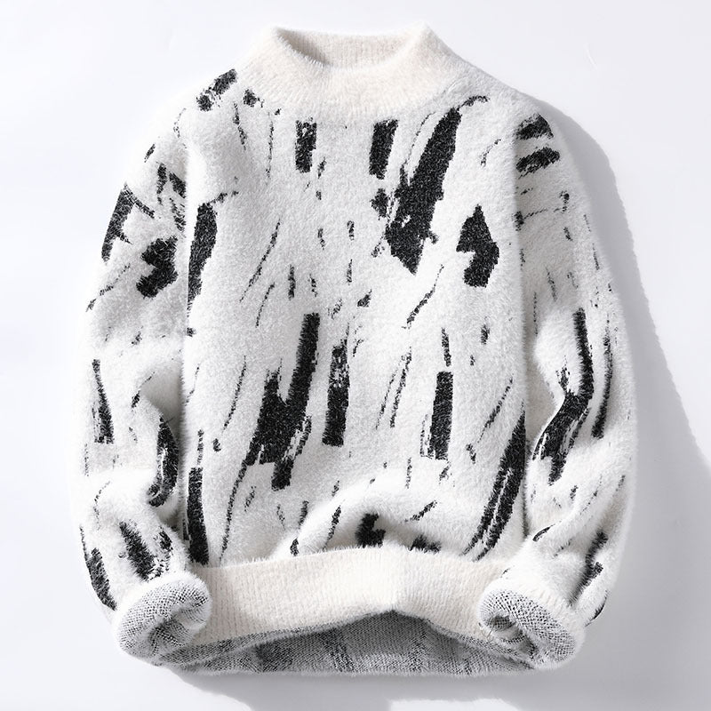 Graffiti Half-Turtleneck Sweater