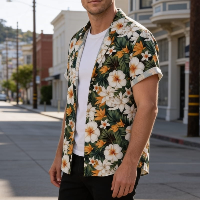 Ronan Men's Button-Up Shirt | Lightweight Tropical Floral-Shirts-Consuave