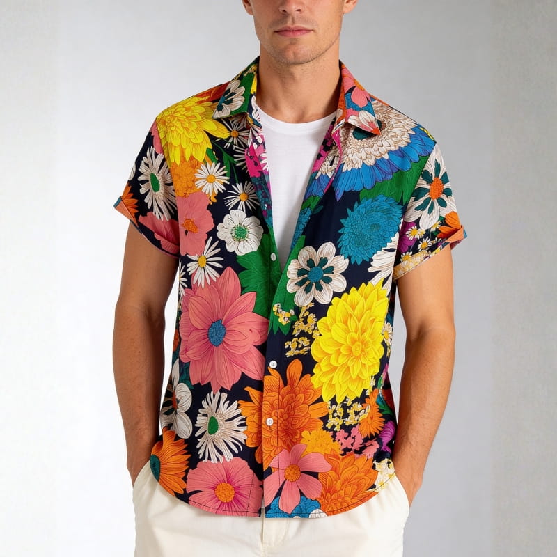 Ronan Men's Button-Up Shirt | Lightweight Tropical Floral-Shirts-Consuave