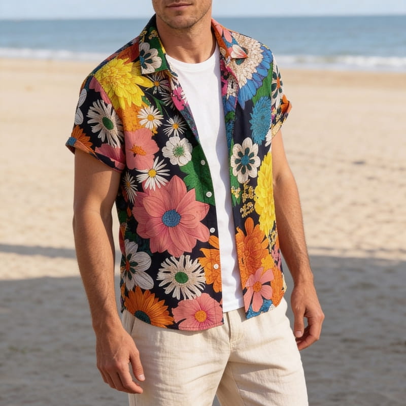 Ronan Men's Button-Up Shirt | Lightweight Tropical Floral-Shirts-Consuave