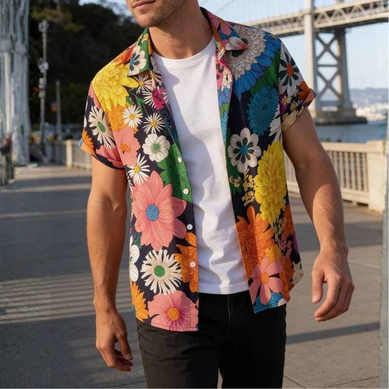 Ronan Men's Button-Up Shirt | Lightweight Tropical Floral-Shirts-Consuave
