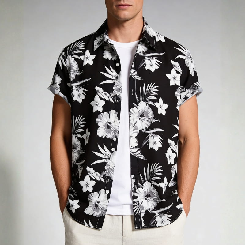 Ronan Men's Button-Up Shirt | Lightweight Tropical Floral-Shirts-Consuave