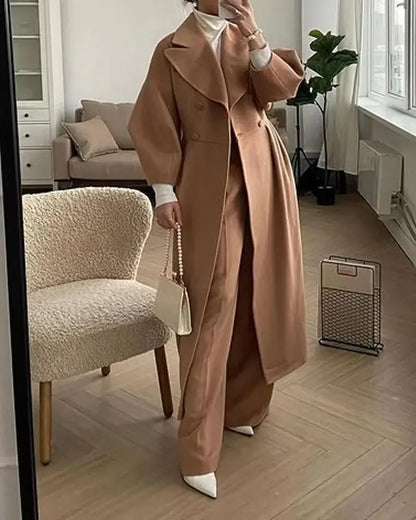 Cashmere Blended Double-Breasted Long Coat