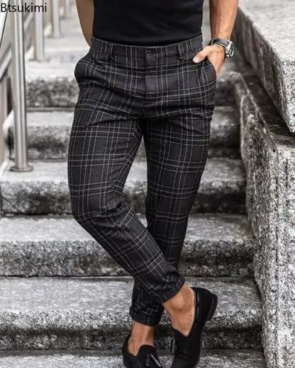 Formal Plaid Business Suit Pants