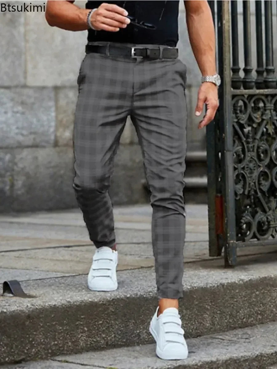 Formal Plaid Business Suit Pants