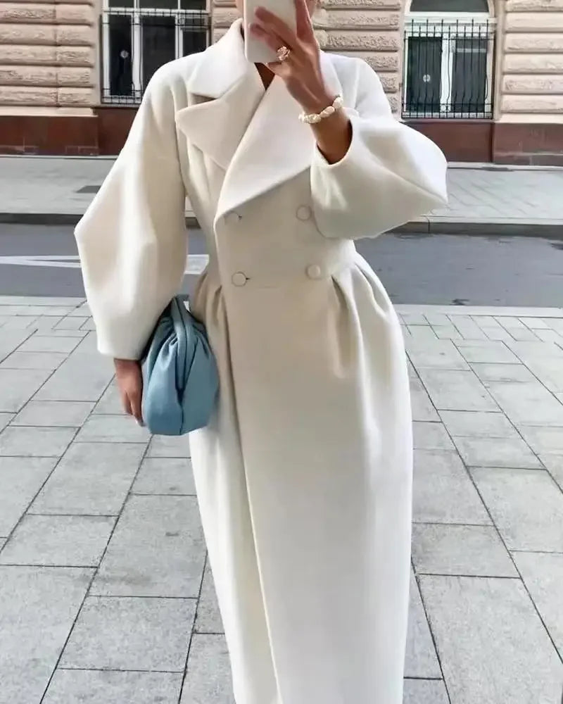 Cashmere Blended Double-Breasted Long Coat