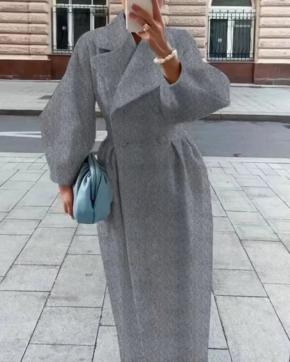 Cashmere Blended Double-Breasted Long Coat