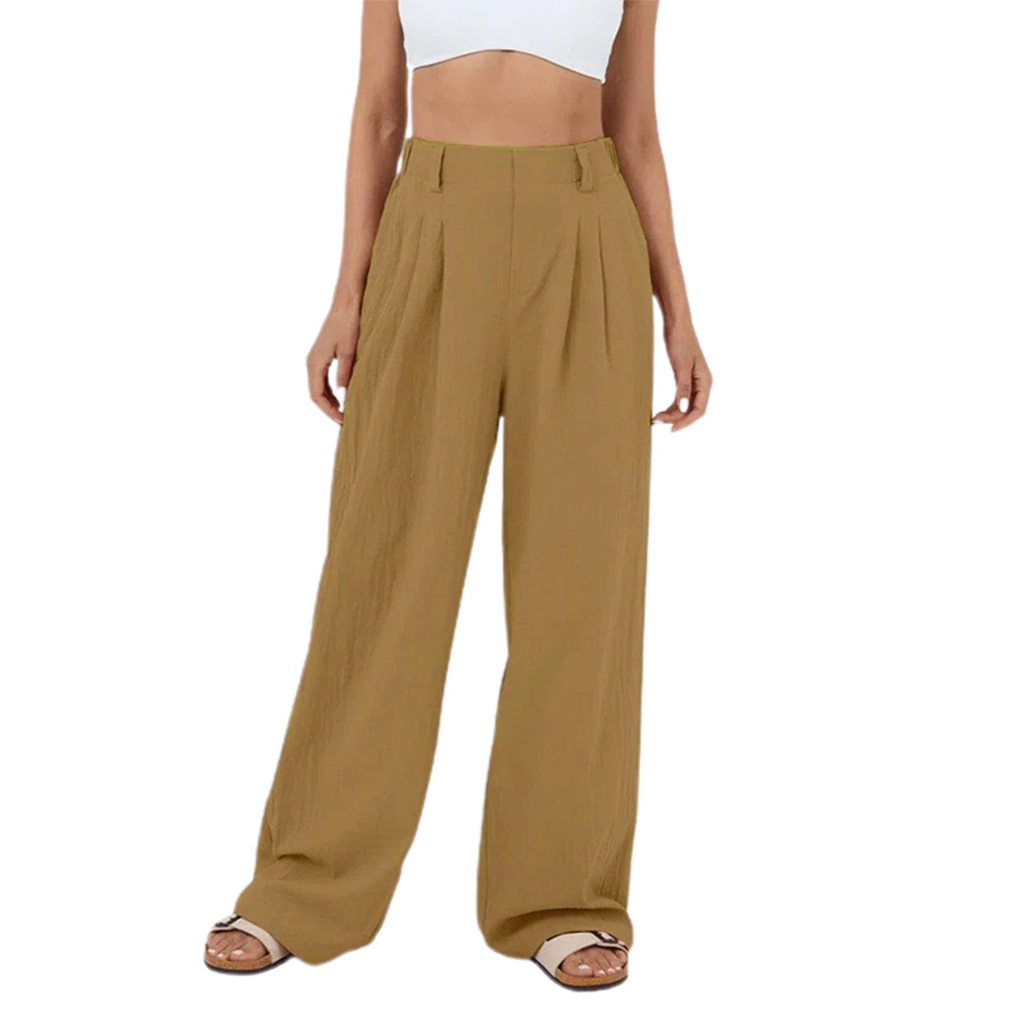 StyleEase™ High Waisted Side Pocket Wide Leg Pants