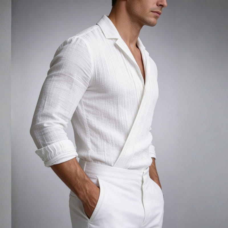 Zane Men's Wrap Shirt | Cotton-Linen Blend, Asymmetrical Design-Dress Shirts-Consuave